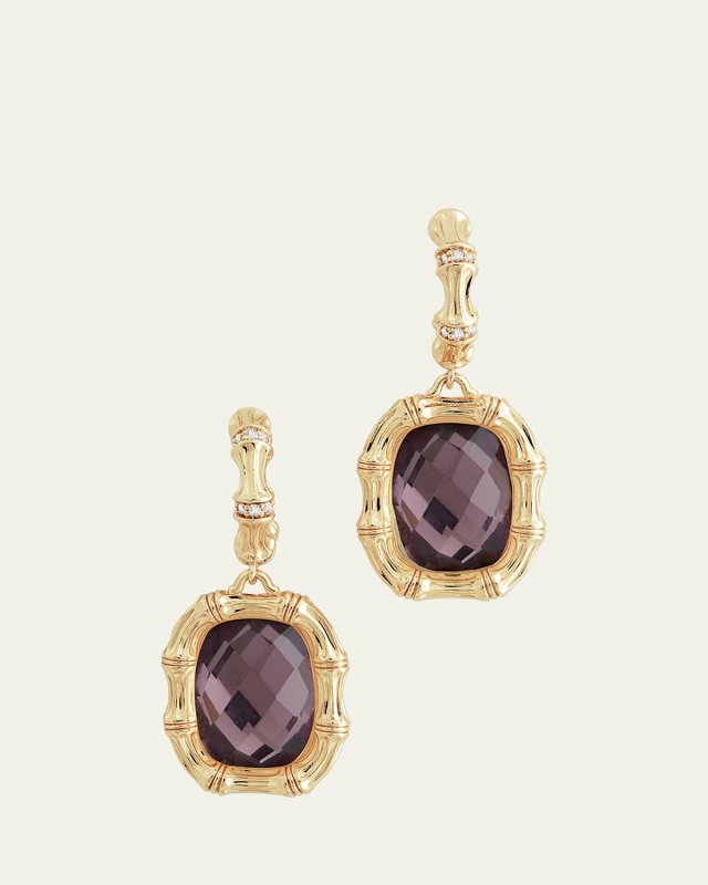 Bamboo with Stone Drop Earrings